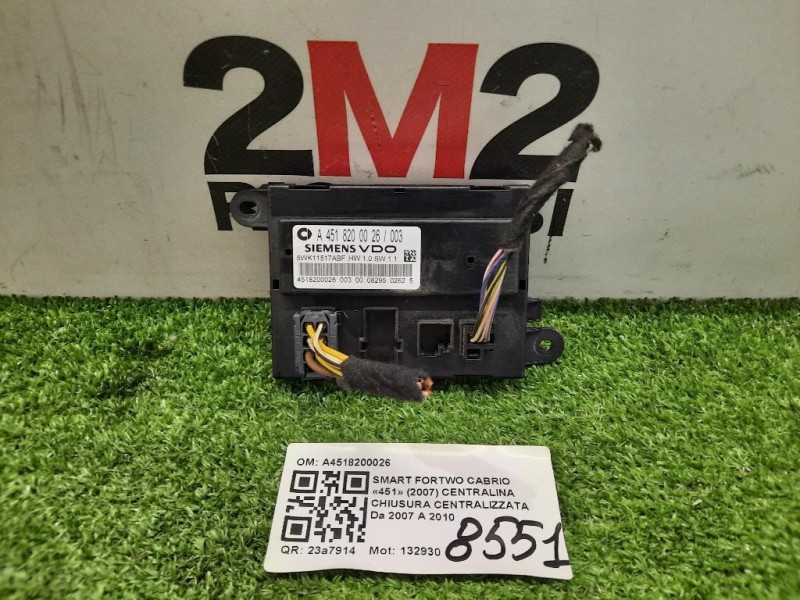Centralina Chiusura Centralizzata A4518200026 Smart Fortwo Cabrio 451 2007