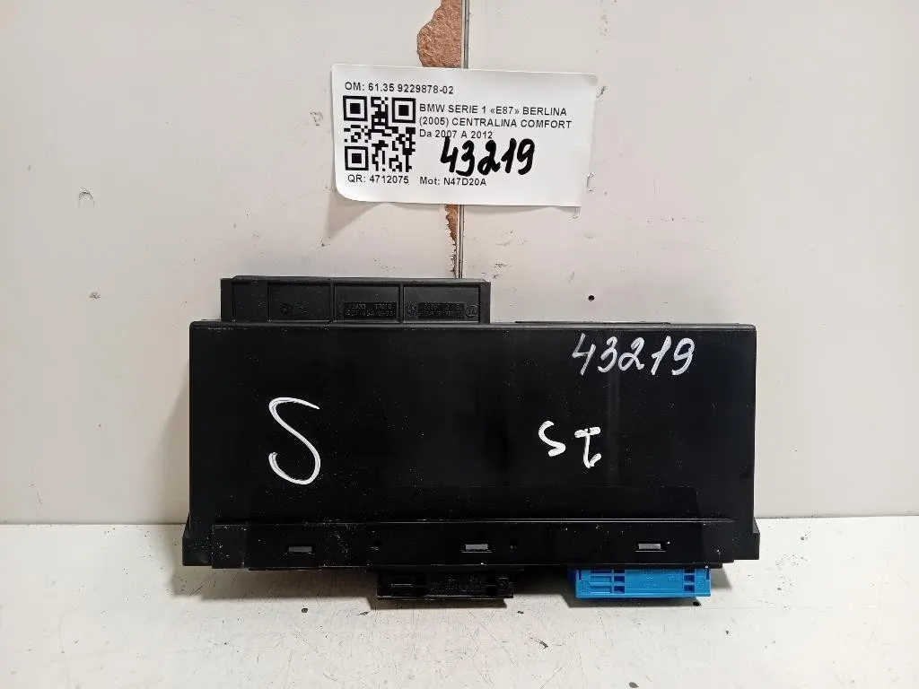 Centralina Comfort 6135 9229878-02 Bmw Serie 1 E87 Berlina 2005