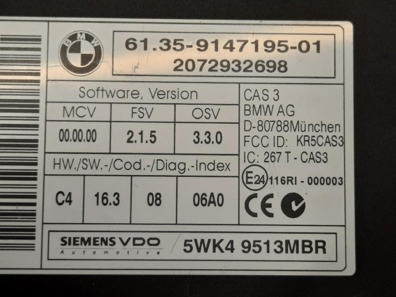 Centralina Comfort 6135-9147195-01 Bmw Serie 3 E91 Touring 2005