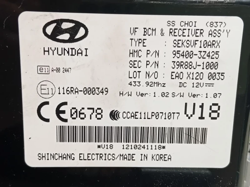 Centralina Comfort 95400-3Z425 Hyundai I40 CW 2012