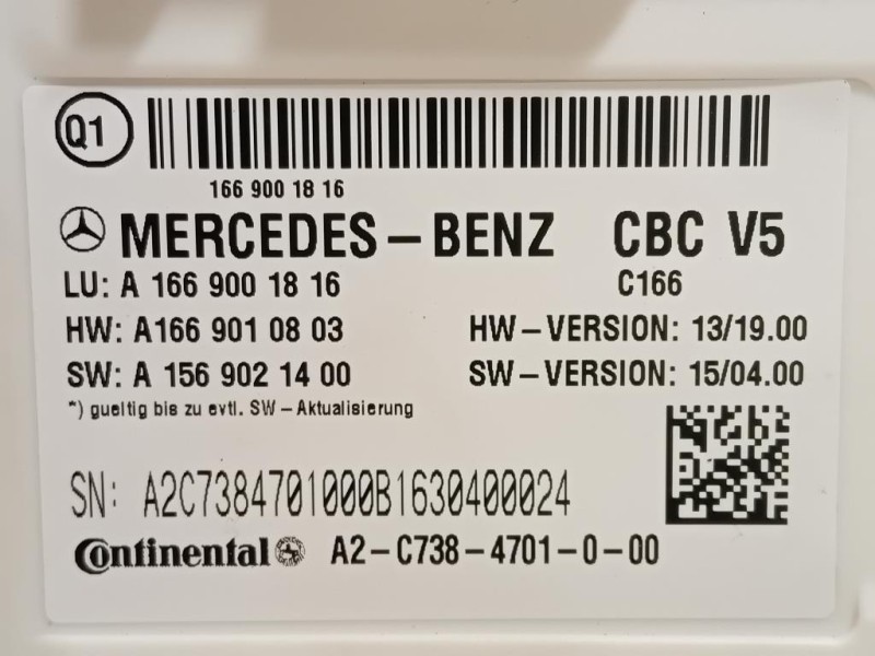 Centralina Comfort A1669001816 Mercedes Classe GLE W166 2015