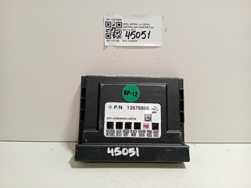 Centralina Comfort 13578806 Opel Astra J 2010