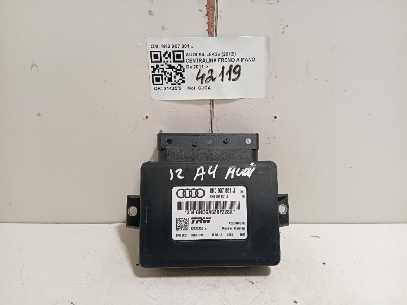 Centralina Freno A MANO 8K0 907 801 J Audi A4 8K2 2012