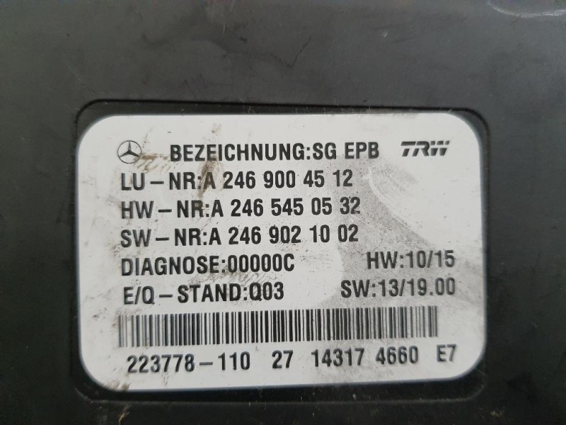 Centralina Freno A MANO A2469004512 Mercedes Classe A W176 2013