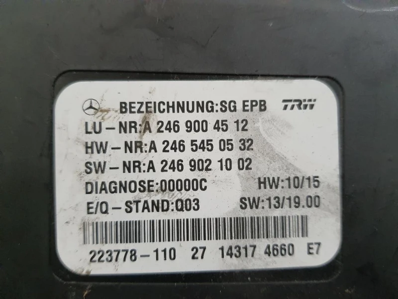 Centralina Freno A MANO A2469004512 Mercedes Classe A W176 2013