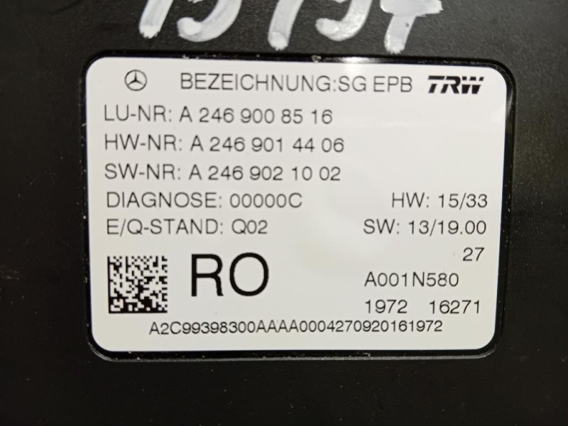 Centralina Freno A MANO A2469008516 Mercedes Classe GLE W166 2015