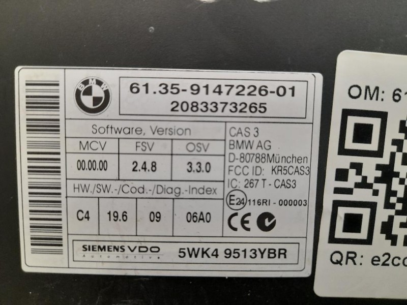 Centralina Immobilizer 61359147226 Bmw Serie 1 E87 Berlina 2005