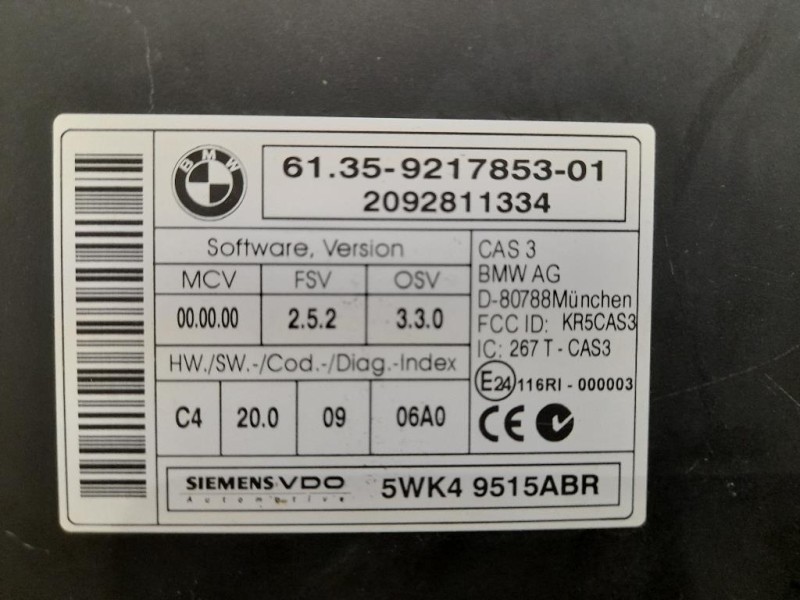 Centralina Immobilizer 61359217853 Bmw Serie 3 E90 Berlina 2005