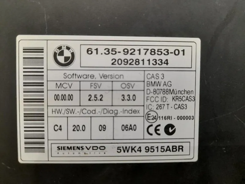 Centralina Immobilizer 61359217853 Bmw Serie 3 E90 Berlina 2005