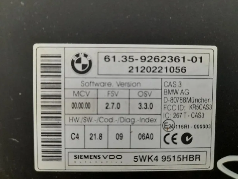 Centralina Immobilizer 61359262361 Bmw Serie 3 E92 Coupe 2007