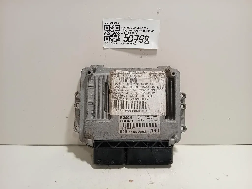 Centralina Iniezione 51899257 Alfa Romeo Giulietta 2010