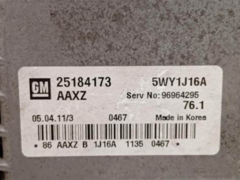 Centralina Iniezione 25184173 Chevrolet Orlando 2011