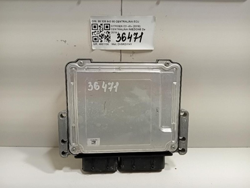 Centralina Iniezione 98 326 943 80 CENTRALINA ECU Citroen C3 III 2016