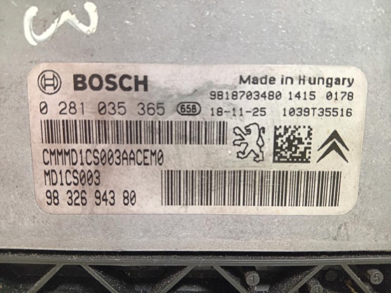 Centralina Iniezione 98 326 943 80 CENTRALINA ECU Citroen C3 III 2016