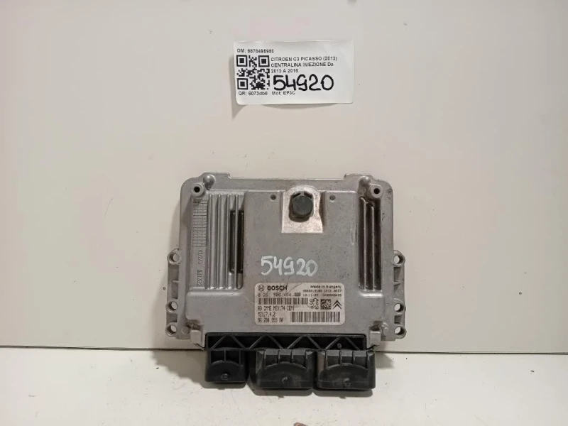 Centralina Iniezione 9878495980 Citroen C3 Picasso 2013