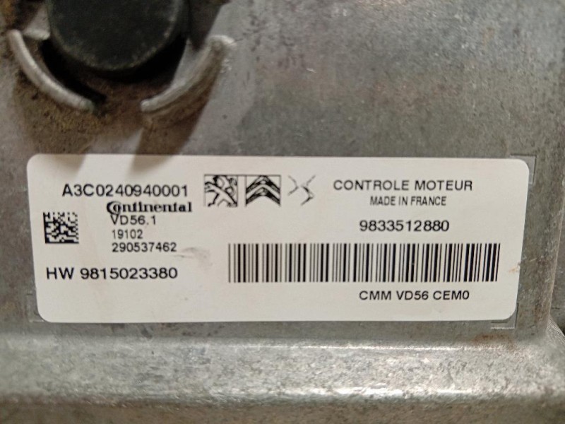 Centralina Iniezione 9833512880 Citroen DS3 Crossback 2018