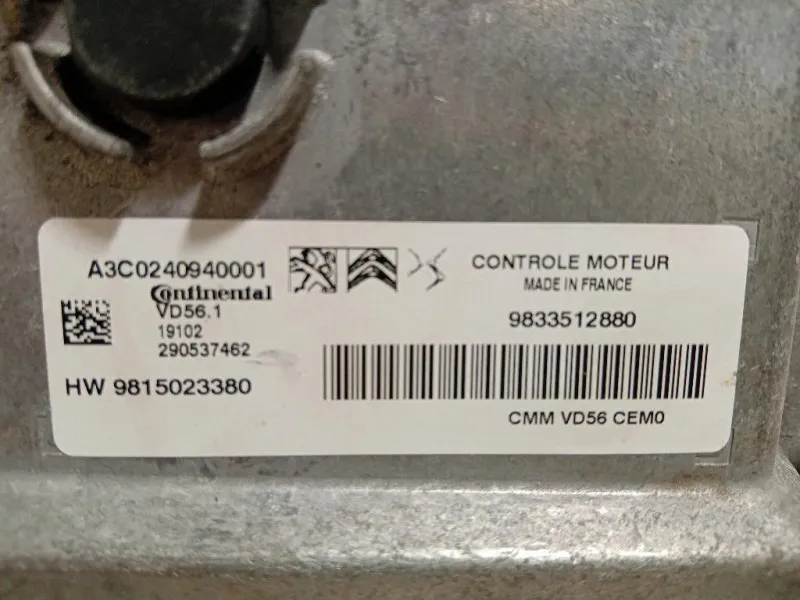 Centralina Iniezione 9833512880 Citroen DS3 Crossback 2018