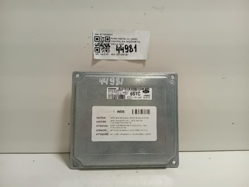 Centralina Iniezione S118325001 Ford Fiesta V 2002