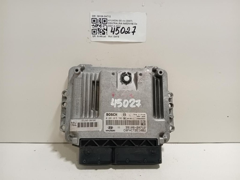 Centralina Iniezione 39106-2A712 Hyundai I30 I 2007