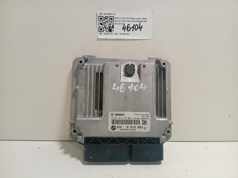 Centralina Iniezione 8519663-01 Mini Countryman ONE R60 2014