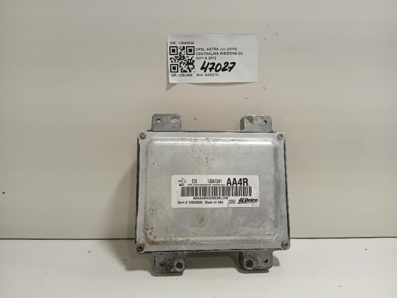Centralina Iniezione 12643636 Opel Astra J 2010