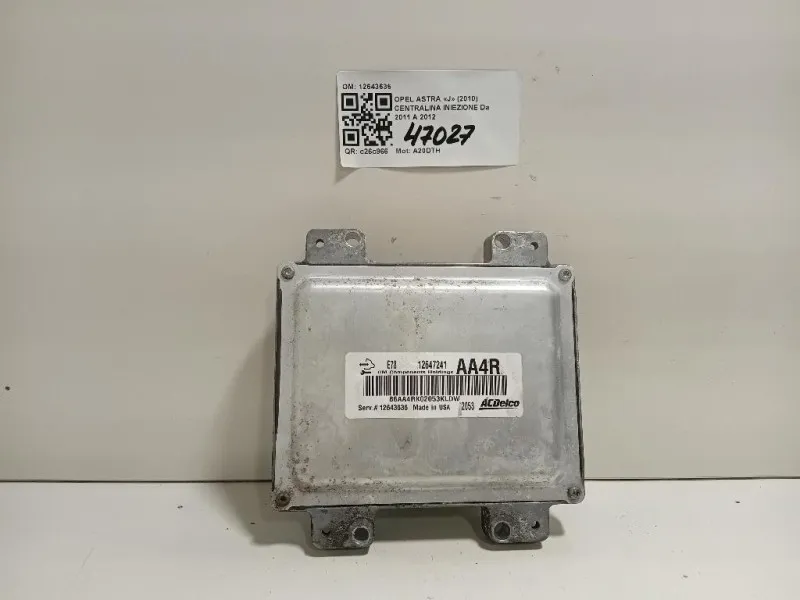 Centralina Iniezione 12643636 Opel Astra J 2010