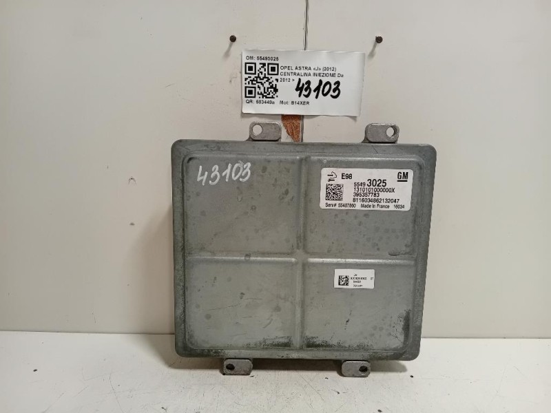 Centralina Iniezione 55493025 Opel Astra K 2019