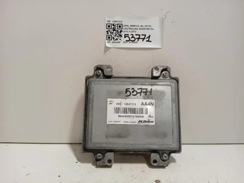 Centralina Iniezione 12647212 Opel Meriva B 2010