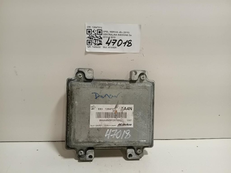 Centralina Iniezione 12647212 Opel Meriva B 2010