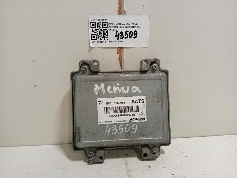 Centralina Iniezione 12639891 MOTORE ECU Opel Meriva B 2014