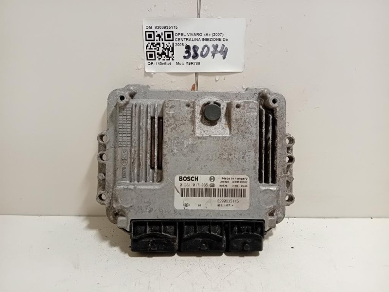 Centralina Iniezione 8200935115 0281017065 Opel Vivaro A 2007