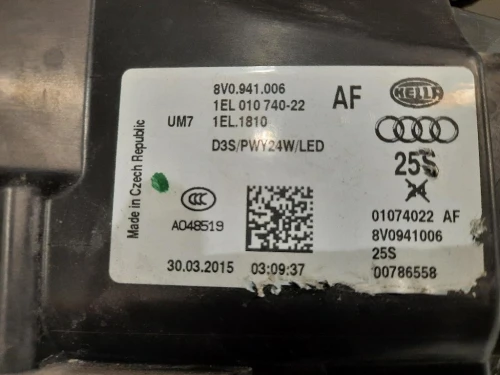 Proiettore ANT DX 8V0941006AF Audi A3 8V1 2012