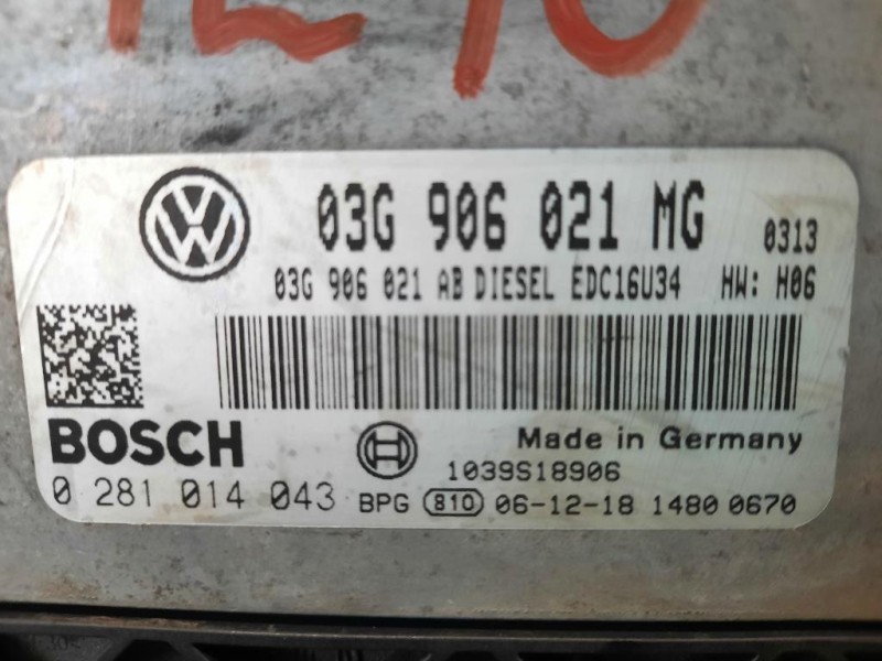 Centralina Iniezione 03G906021MG 0281014043 Volkswagen Touran II 2007