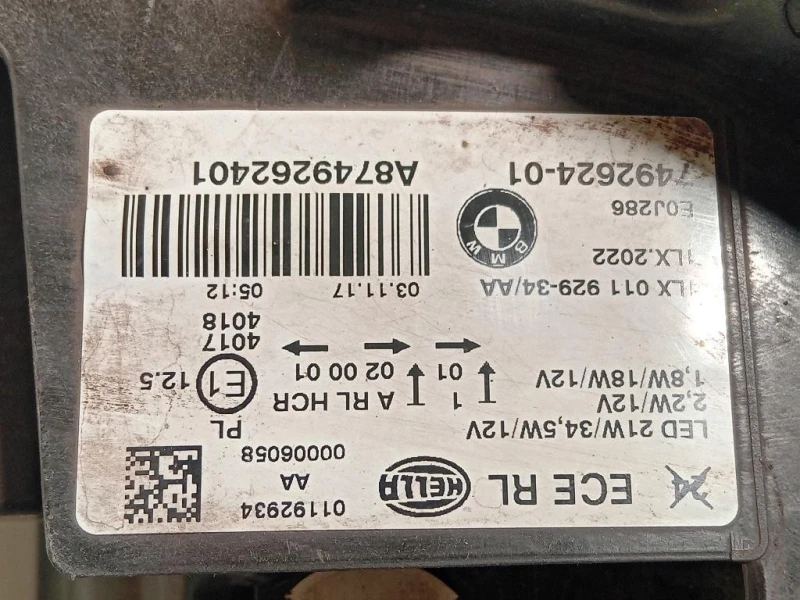 Proiettore ANT DX 7492624-01 Bmw Serie 1 F20 Berlina 2015