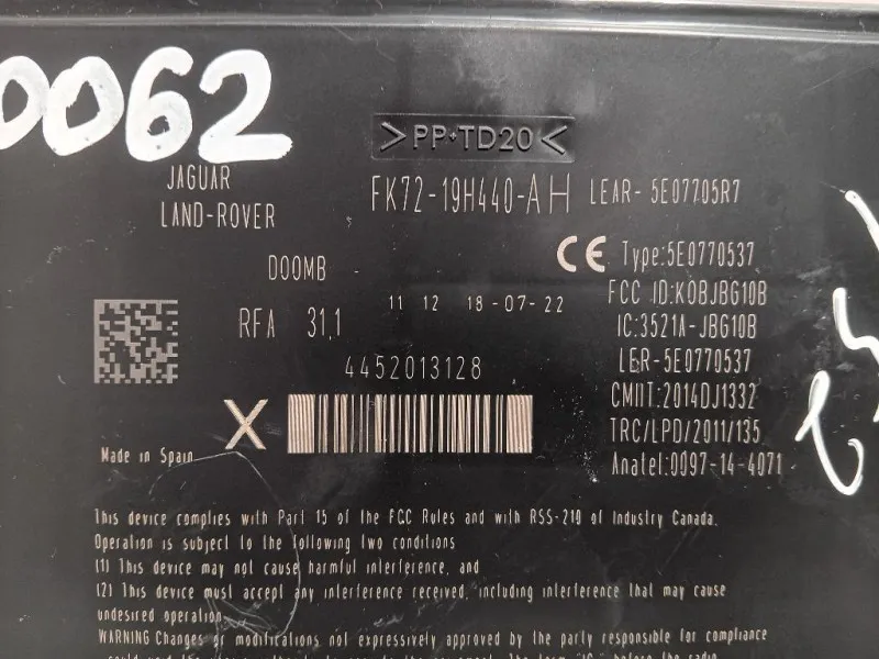 Centralina Keyless GO FK72-19H440-AH Land Rover Range Rover Evoque I 2015