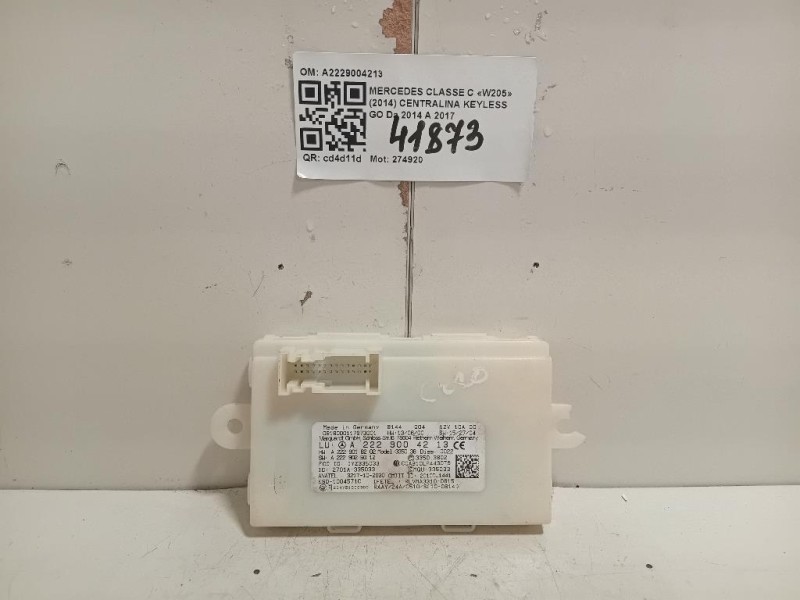 Centralina Keyless GO A2229004213 Mercedes Classe C W205 2014