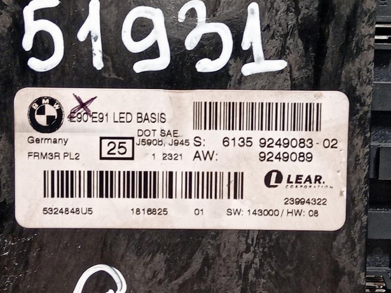 Centralina LUCI Interne 6135924908302 Bmw Serie 3 E90 Berlina 2005