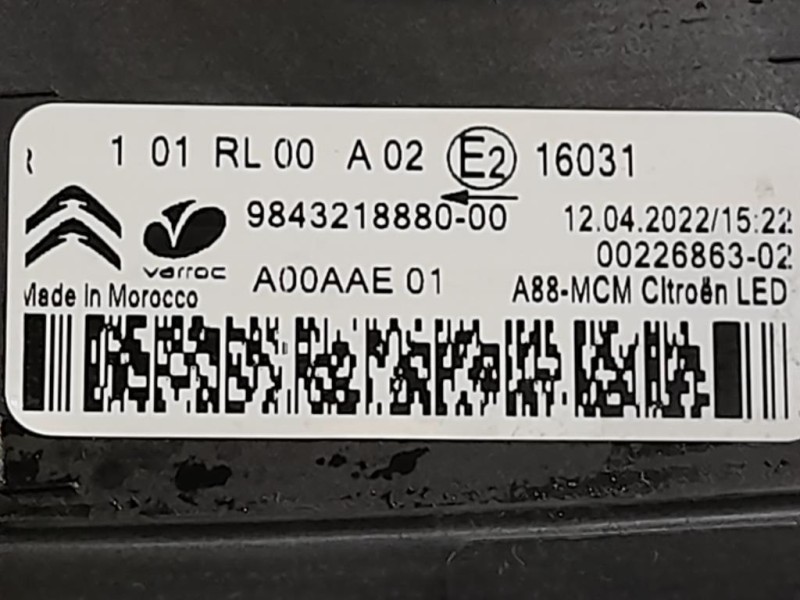 Proiettore ANT DX 9843218880 Citroen C3 III 2016