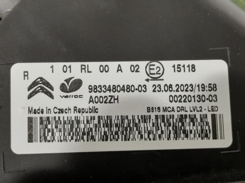 Proiettore ANT DX 9833480480 Citroen C3 III 2020
