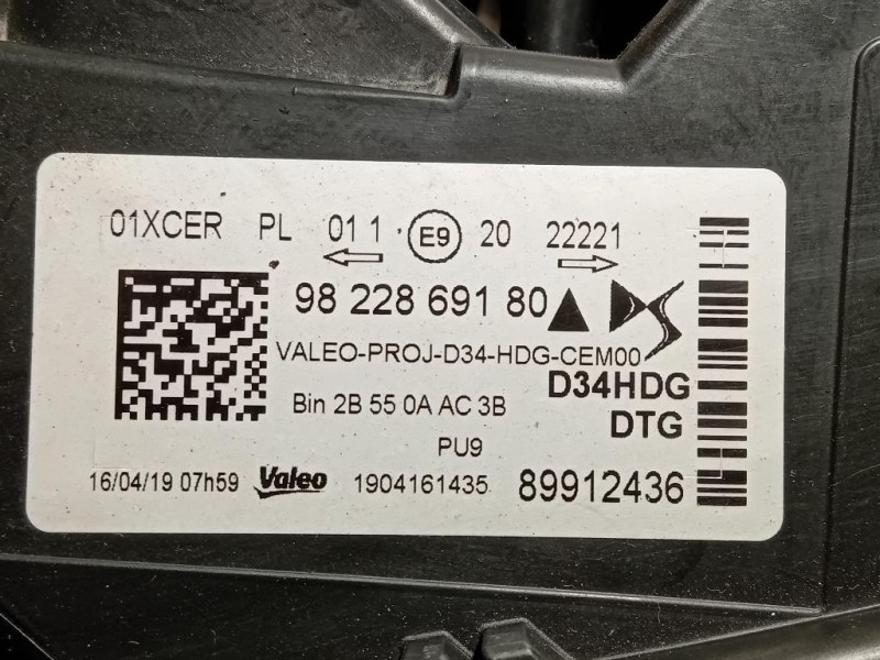 Proiettore ANT DX 9822869180 Citroen DS3 Crossback 2018