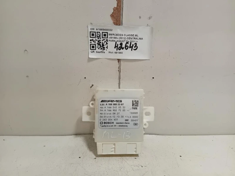 Centralina PARK Assist A1665450332 Mercedes Classe ML W166 2012