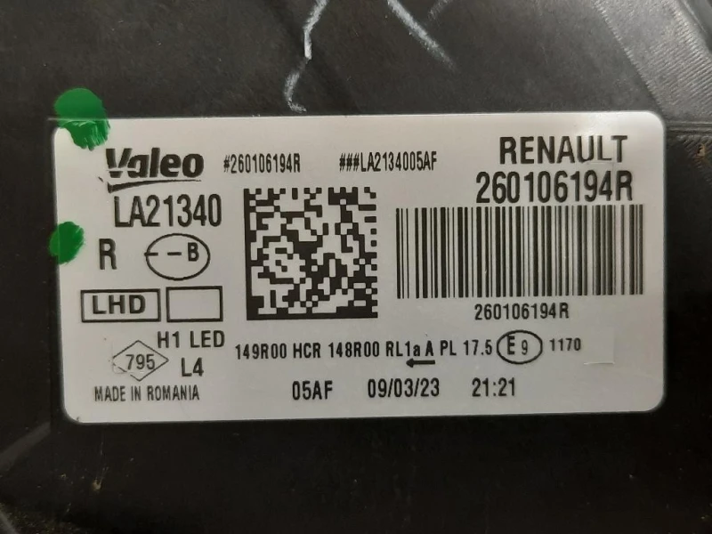 Proiettore ANT DX 260106194R Dacia Duster II 2018