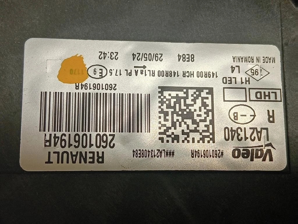 Proiettore ANT DX 260106194R Dacia Duster II 2018