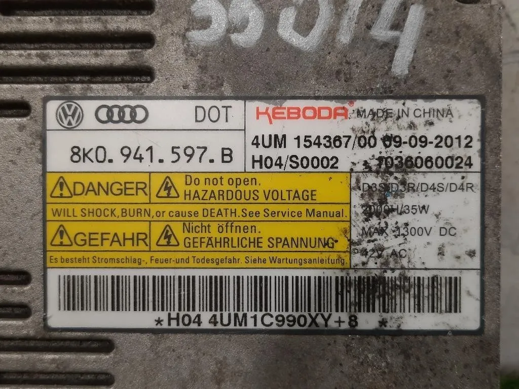 Centralina Proiettori Xenon 8K0 941 597 BCENTRALINA ILLUMINAZIONE Audi A3 8P1 2010