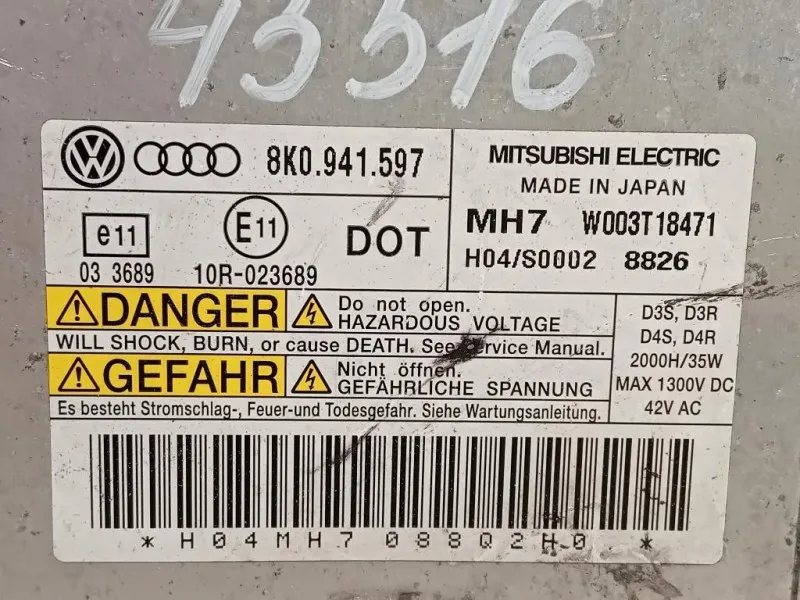 Centralina Proiettori Xenon 8K0 941 597 Audi A3 8VA Sportback 2012