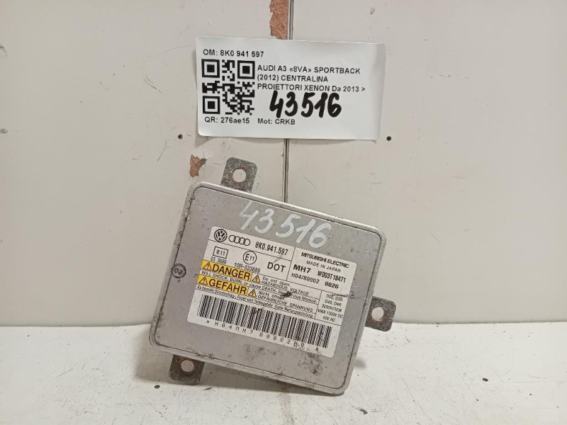 Centralina Proiettori Xenon 8K0 941 597 Audi A3 8VA Sportback 2012