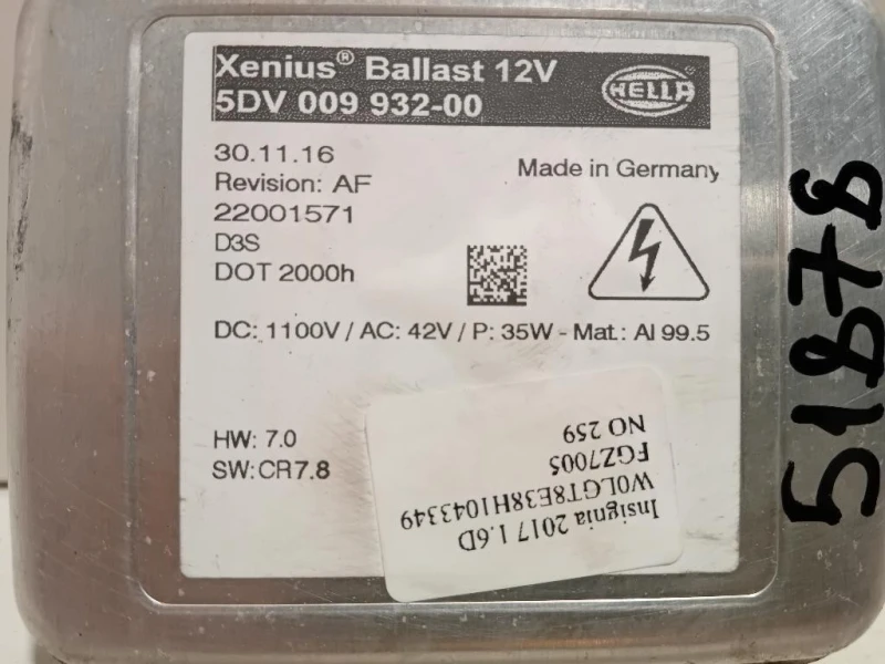 Centralina Proiettori Xenon 5DV009932-00 Opel Insignia B Grand Sport 2017