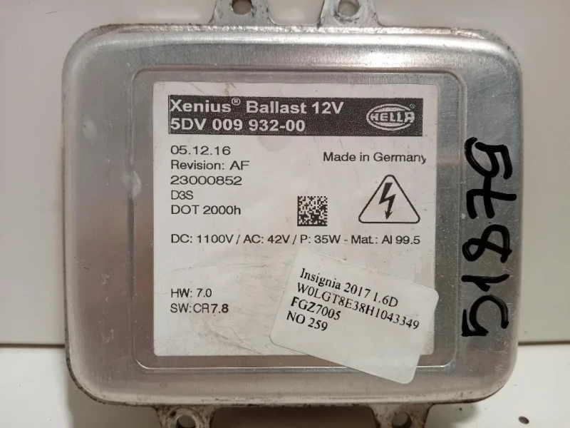 Centralina Proiettori Xenon 5DV009932-00 Opel Insignia B Grand Sport 2017