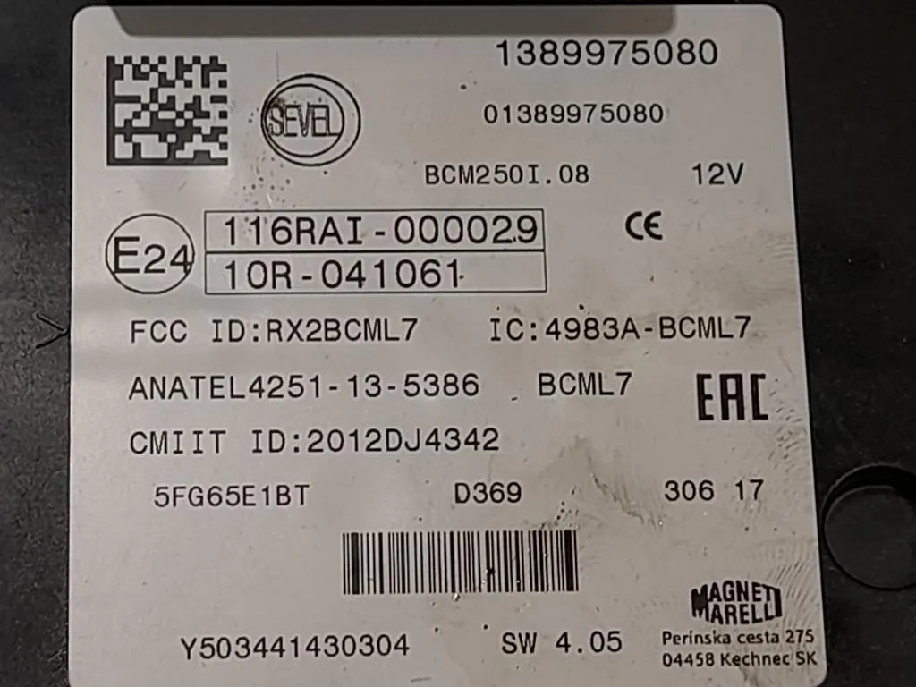 Centralina Scatola Fusibili 1389975080 Citroen Jumper III 2014