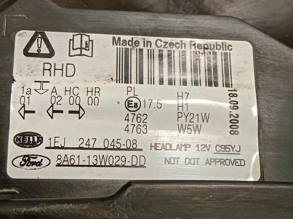 Proiettore ANT DX 1FJ 247 045 08 Ford Fiesta VI 2008